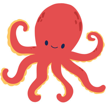 Octopus vector illustration in flat color design