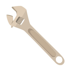 adjustable wrench, Construction instrument, cartoon illustration. Building tools or service. Trowel, hummer, screwdriver, rule isolated on white background