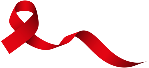 HIV/AIDS awareness ribbon is transparent and isolated on white.