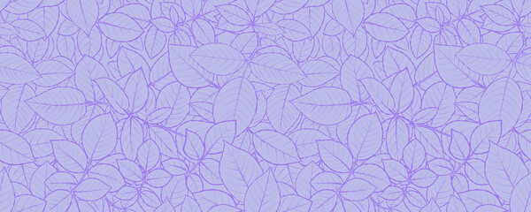 Horizontal banner. Lilac leaves. Dense seamless pattern Vector