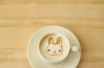 うさぎのラテアート