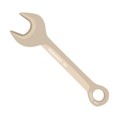 wrench, Construction instrument, cartoon illustration. Building tools or service. Trowel, hummer, screwdriver, rule isolated on white background