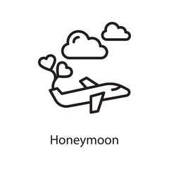 Honeymoon  Vector Outline Icon Design illustration. Love Symbol on White background EPS 10 File