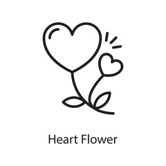 Heart Flower Vector Outline Icon Design illustration. Love Symbol on White background EPS 10 File