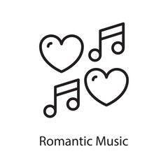 Romantic Music Vector Outline Icon Design illustration. Love Symbol on White background EPS 10 File