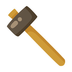 hammer sledgehammer. Construction instrument, cartoon illustration. Building tools or service. Trowel, hummer, screwdriver, rule isolated on white background
