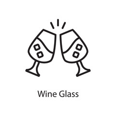 Wine Glass Vector Outline Icon Design illustration. Love Symbol on White background EPS 10 File