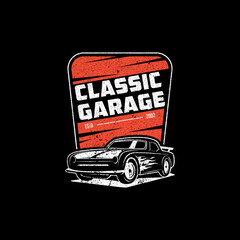 Classic automotive Garage Logo vector, car repair and modification template with rustic, vintage, retro style