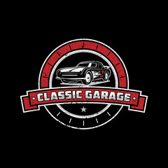 Classic Garage repair Logo vector, automotive modification template with rustic, vintage, retro style