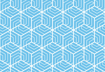 Abstract geometric pattern with stripes, lines. Seamless vector background. White and blue ornament. Simple lattice graphic design