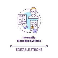 Internally managed systems concept icon. Small business. Employee payroll type abstract idea thin line illustration. Isolated outline drawing. Editable stroke. Arial, Myriad Pro-Bold fonts used