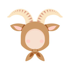 Goat ear face hoodie head icon on a white background. Vector illustration