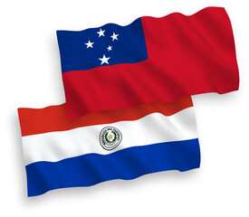 Flags of Independent State of Samoa and Paraguay on a white background