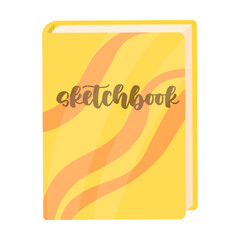 album book for drawing pencil sketches, Different art supplies vector illustration. Tools and equipment for painting and drawing