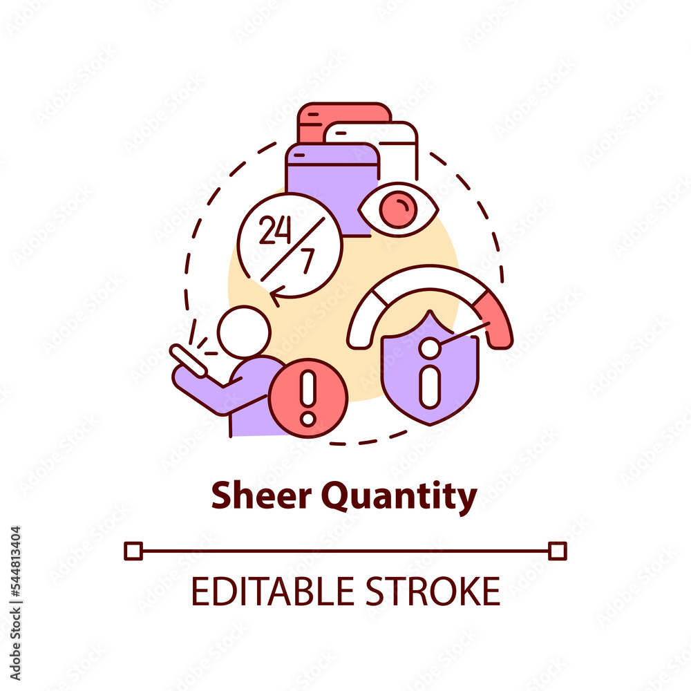 Poster sheer quantity concept icon. information overload. binge reading news problem abstract idea thin lin