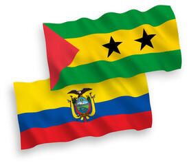 Obraz premium Flags of Saint Thomas and Prince and Ecuador on a white background