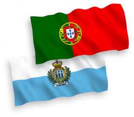 Flags of Portugal and San Marino on a white background