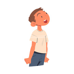 Happy Man Character Looking Into the Distance with Curious Face Vector Illustration