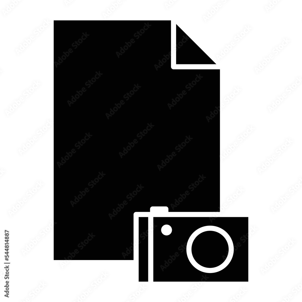 Poster paper glyph icon illustration with camera. suitable for image file icon. icon related to document, f