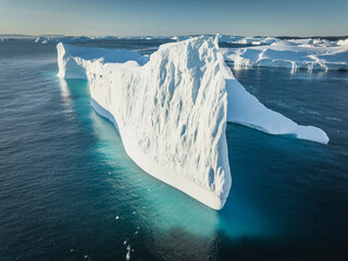 grandes icebergs flotando desde punto de vista aereo