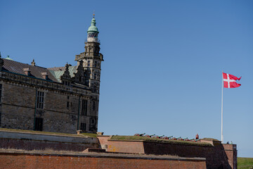 Flag of Denmark. The flag is fluttering in the wind.