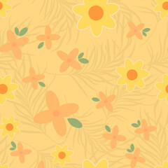 Fototapeta na wymiar Flower Floral Colorful Country Style Seamless Pattern for Textile.