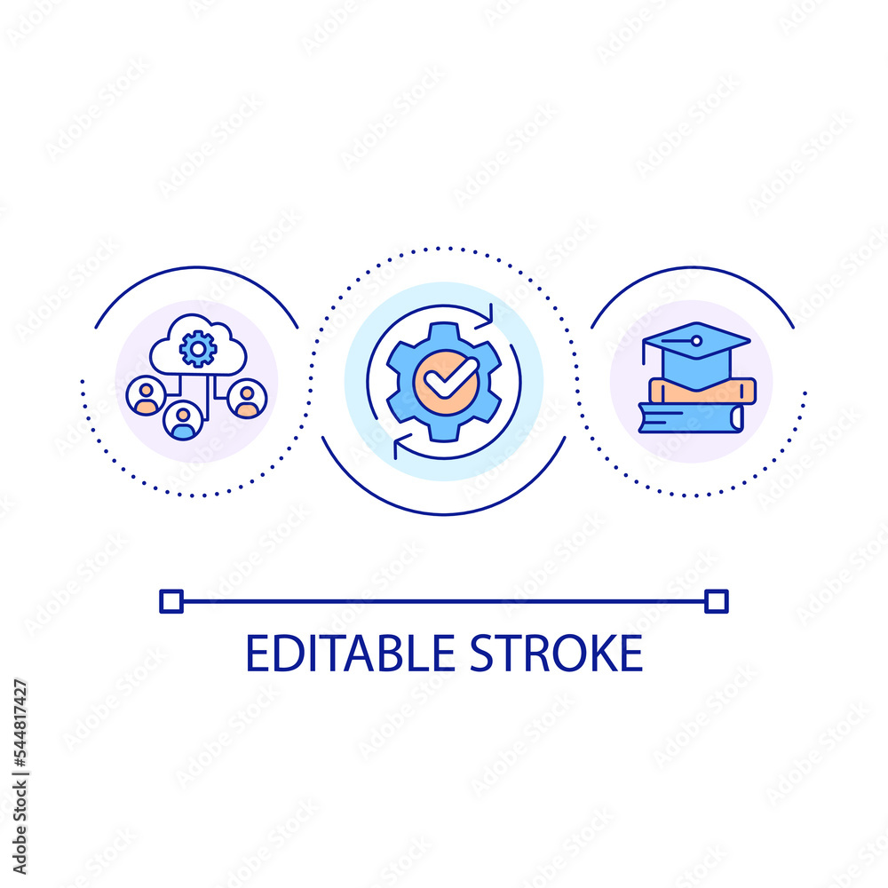 Poster e learning technology loop concept icon. online education facility. studying program abstract idea t