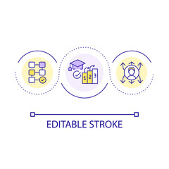 Effective education plan loop concept icon. Learning process systematization. Structure abstract idea thin line illustration. Isolated outline drawing. Editable stroke. Arial font used