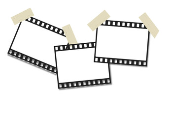Blank realistic filmstrip photo frame. Empty retro film equipment illustration.