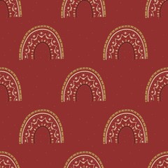 seamless xmas pattern with christmas rainbow in red colour