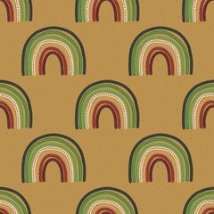 seamless christmas pattern with christmas rainbow in beige colour