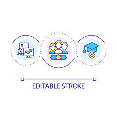 Public education benefits loop concept icon. Access to knowledge. Student development abstract idea thin line illustration. Isolated outline drawing. Editable stroke. Arial font used