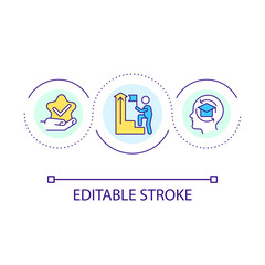 Personal promotion loop concept icon. Knowledge for career development. Business education abstract idea thin line illustration. Isolated outline drawing. Editable stroke. Arial font used