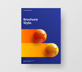 Premium magazine cover design vector illustration. Multicolored realistic spheres flyer template.