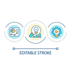 New video ideas research loop concept icon. Live streaming. Blog production. Content making process abstract idea thin line illustration. Isolated outline drawing. Editable stroke. Arial font used