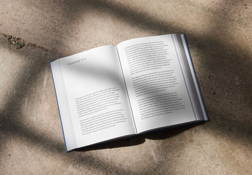 Open Hardcover Book Mockup With Window Light