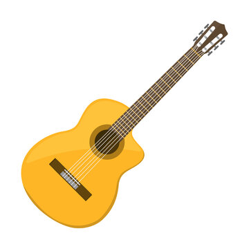 Acoustic and electric guitar cartoon vector illustration. Colorful musical instrument for entertainment or rock band on white background