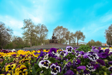 Statue of Amir Timur in Samarkand, Uzbekistan. Amir Timur 1370 - 1405 is founder of the Timurid...