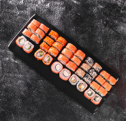 Japanese seafood sushi set Dark Background