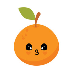 Cute fruit with kawaii eyes. Flat design vector illustration on white background