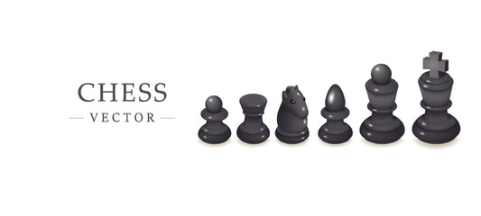 Cute chessboard black 3d model vector illustration on white background