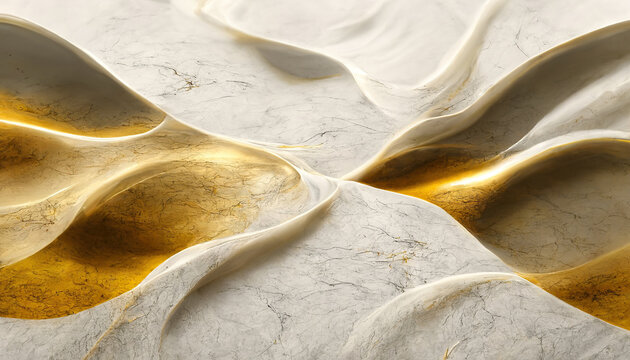 Golden 3d marble textured background. Abstract design, 4k wallpaper