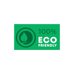 100% Eco-friendly green banner template Vector illustration.