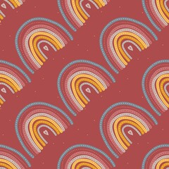 pink seamless pattern with rainbow for valentine's day