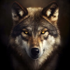 Stunning photorealistic portrait of the wolf, ai generated illustration