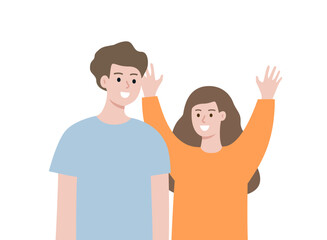Happy father and and daughter portrait. Family support, positive relationship, communication, parenting concept. Flat cartoon people vector design illustration.