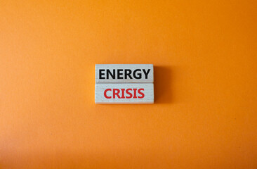 Energy crisis symbol. Concept word Energy crisis on wooden blocks. Beautiful orange background. Business and Energy crisis concept. Copy space
