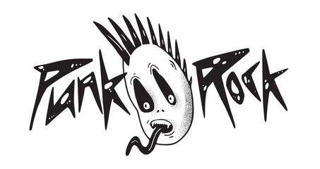 Punk rock music. A punk character with mohawk. Vector punk rock illustration - 544823882