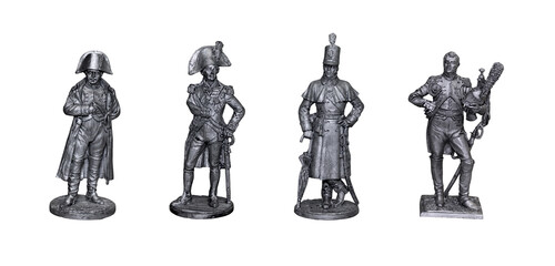 Napoleon Bonaparte, Horatio Nelson, English officer and French dragoon. Historical figures.