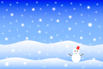 雪だるまと雪原に降り積もる雪。
クリスマスのコンセプト。
